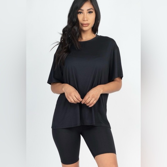 Black Biker Shorts and Oversized T Shirt Matching Set Lululemon Vuori - Picture 1 of 6